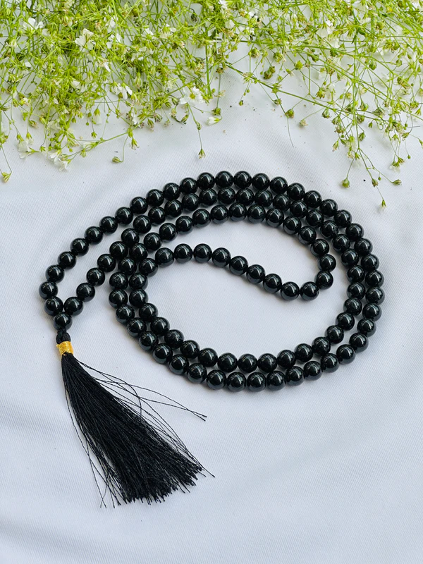 Black Tourmaline Jap Mala (8mm Beads)